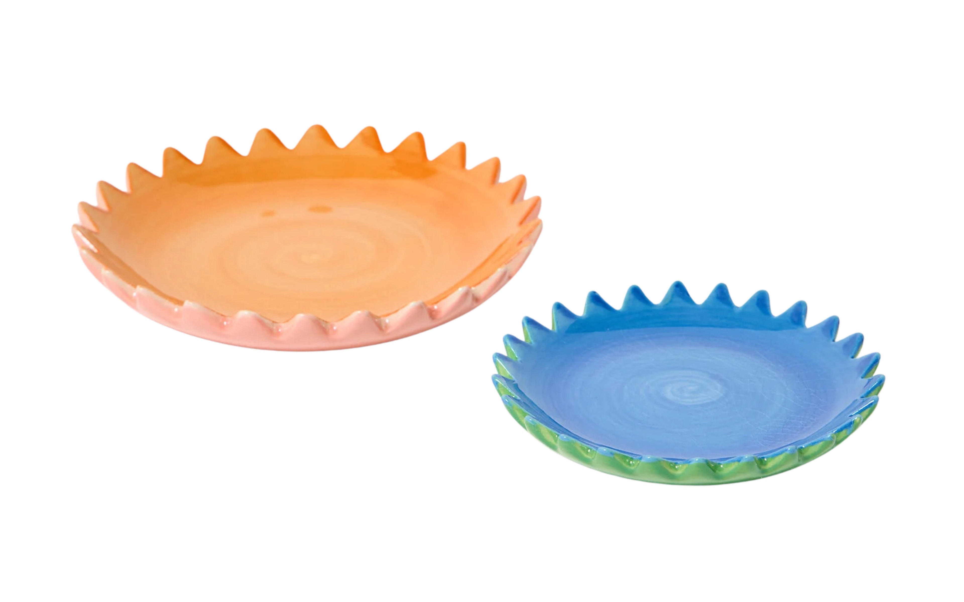 Scalloped Ceramic Trinket Dishes Set of Two, Oliver Bonas